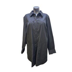 Lafayette 148 Black Button-Up Long Sleeve Tunic Blouse Size XXL